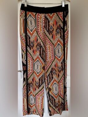 Trina Turk Maxi pants  with Geometric Aztec Print - Black, Rust, Tan, Cream